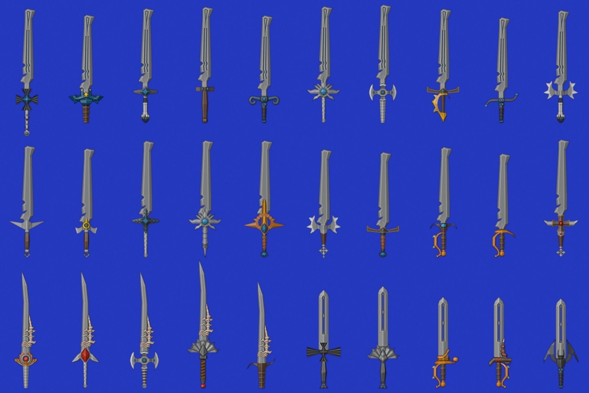 Swords Pack 3 - 300 Low Poly Melee Weapons Low-poly 3D model_9