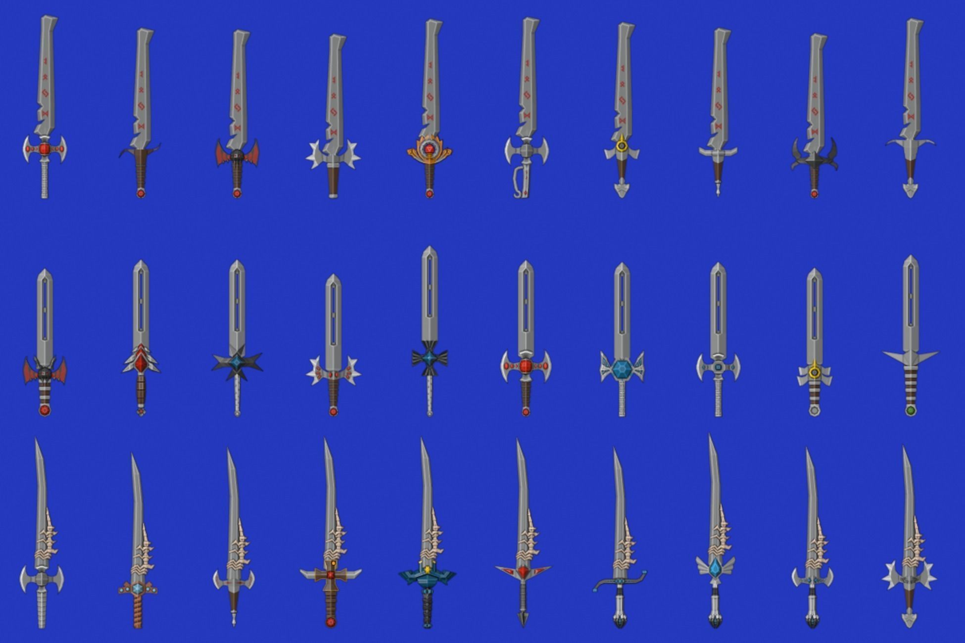 Swords Pack 3 - 300 Low Poly Melee Weapons Low-poly 3D model_8