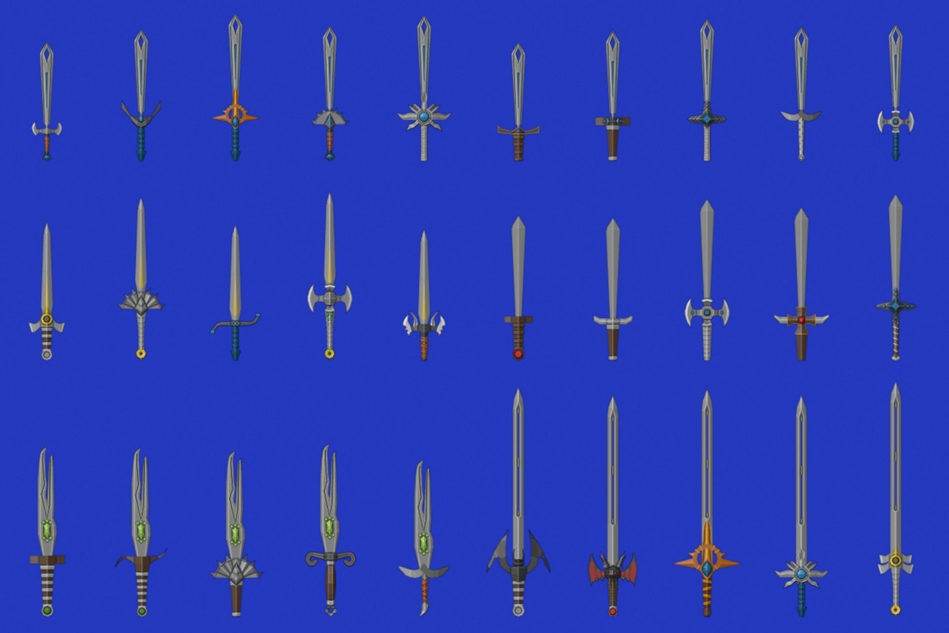 Swords Pack 4 - 300 Low Poly Melee Weapons Low-poly 3D model_16