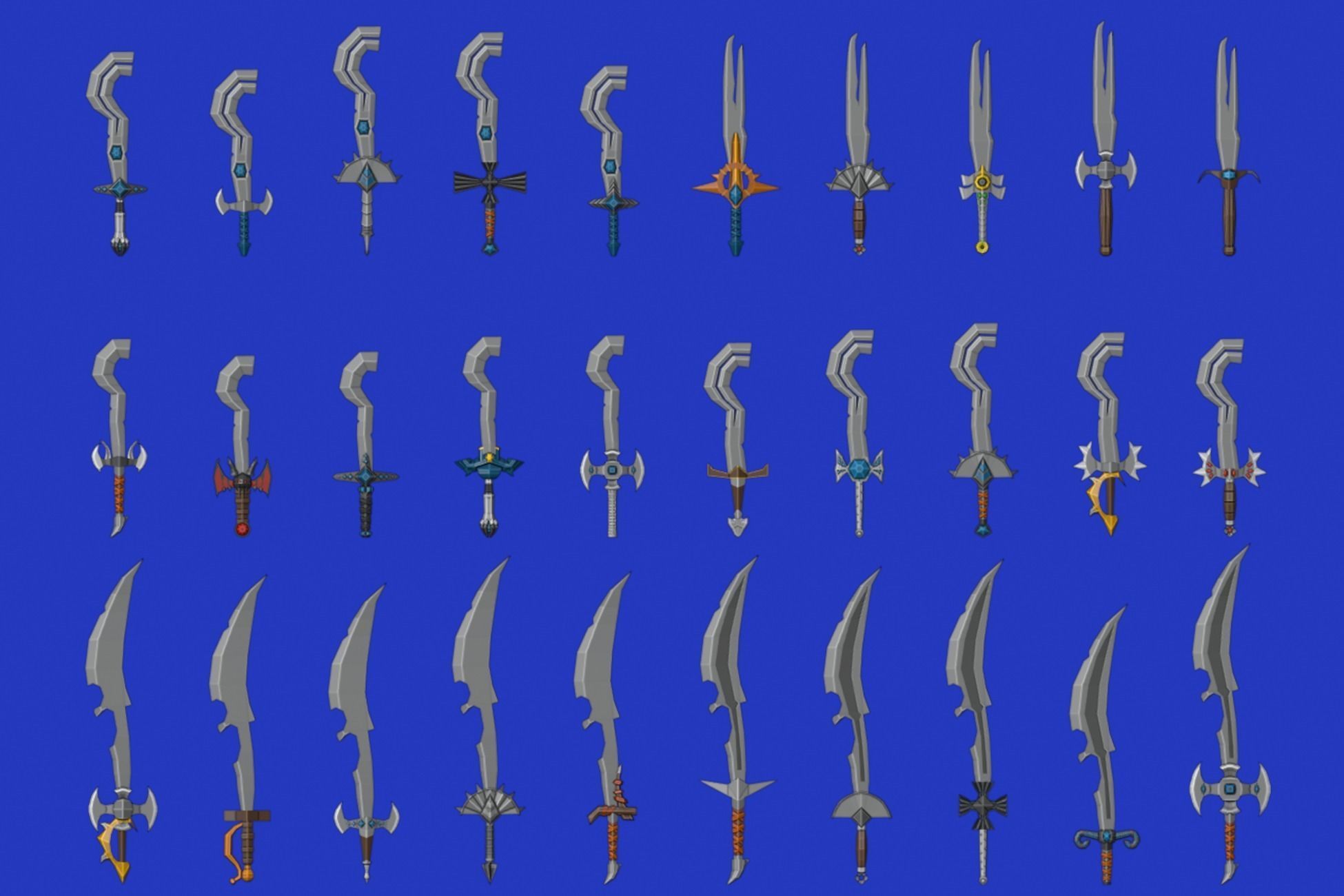 Swords Pack 4 - 300 Low Poly Melee Weapons Low-poly 3D model_13