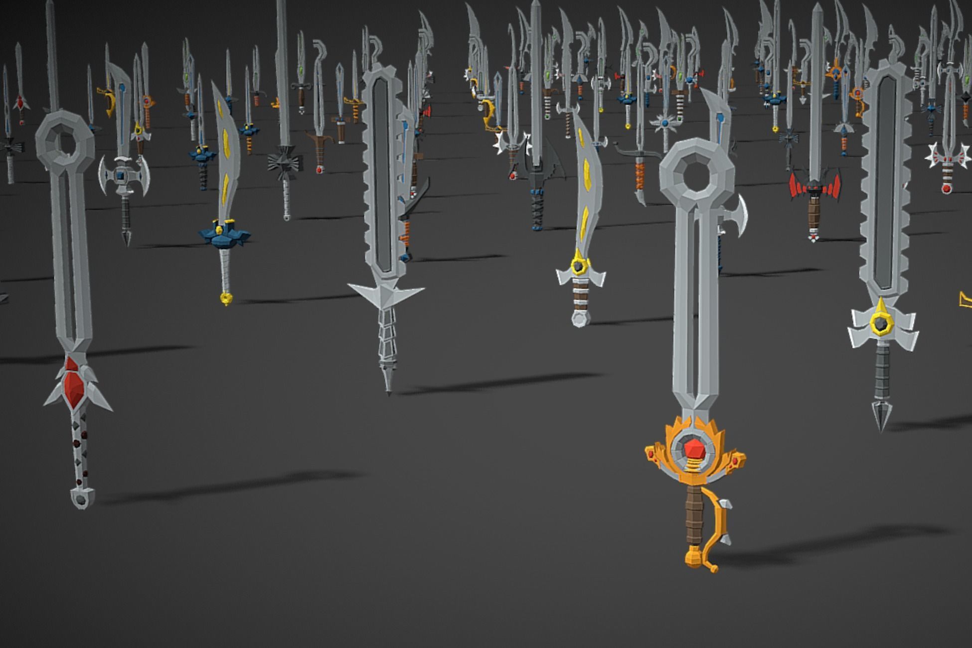 Swords Pack 4 - 300 Low Poly Melee Weapons Low-poly 3D model_5
