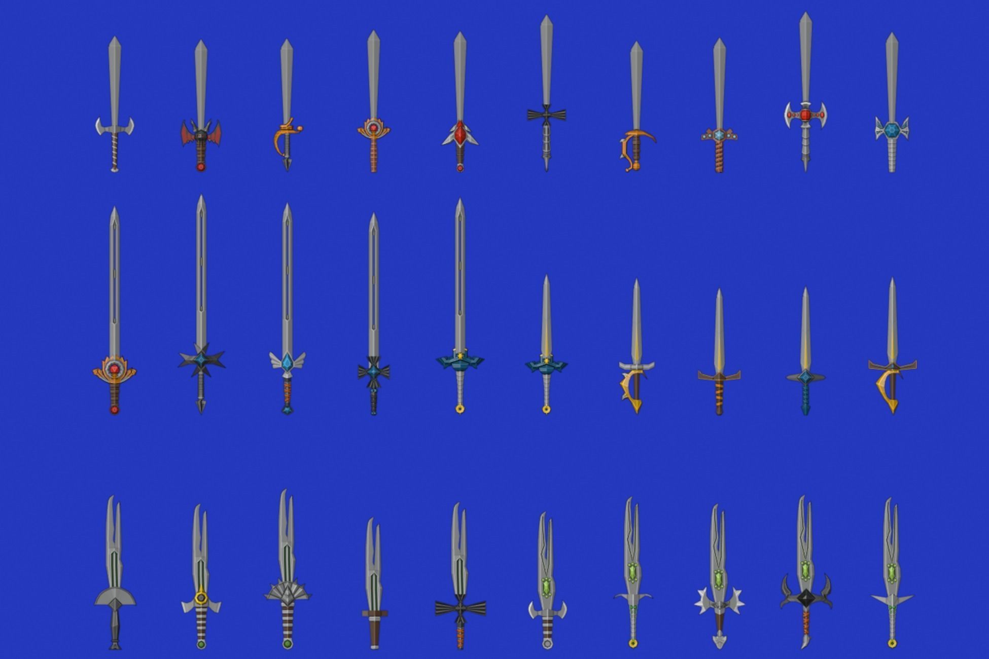 Swords Pack 4 - 300 Low Poly Melee Weapons Low-poly 3D model_15