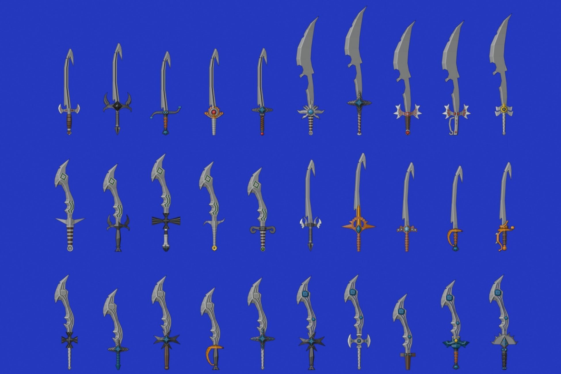 Swords Pack 4 - 300 Low Poly Melee Weapons Low-poly 3D model_12