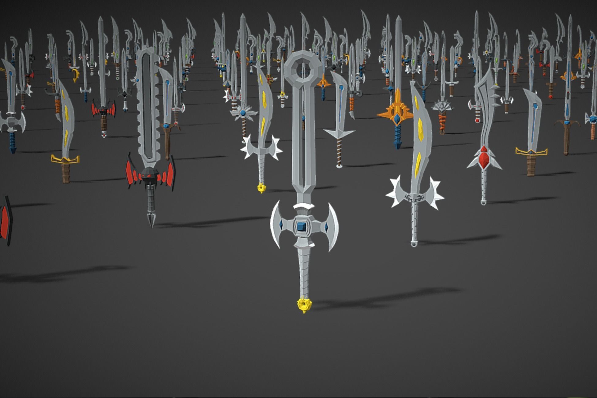 Swords Pack 4 - 300 Low Poly Melee Weapons Low-poly 3D model_3