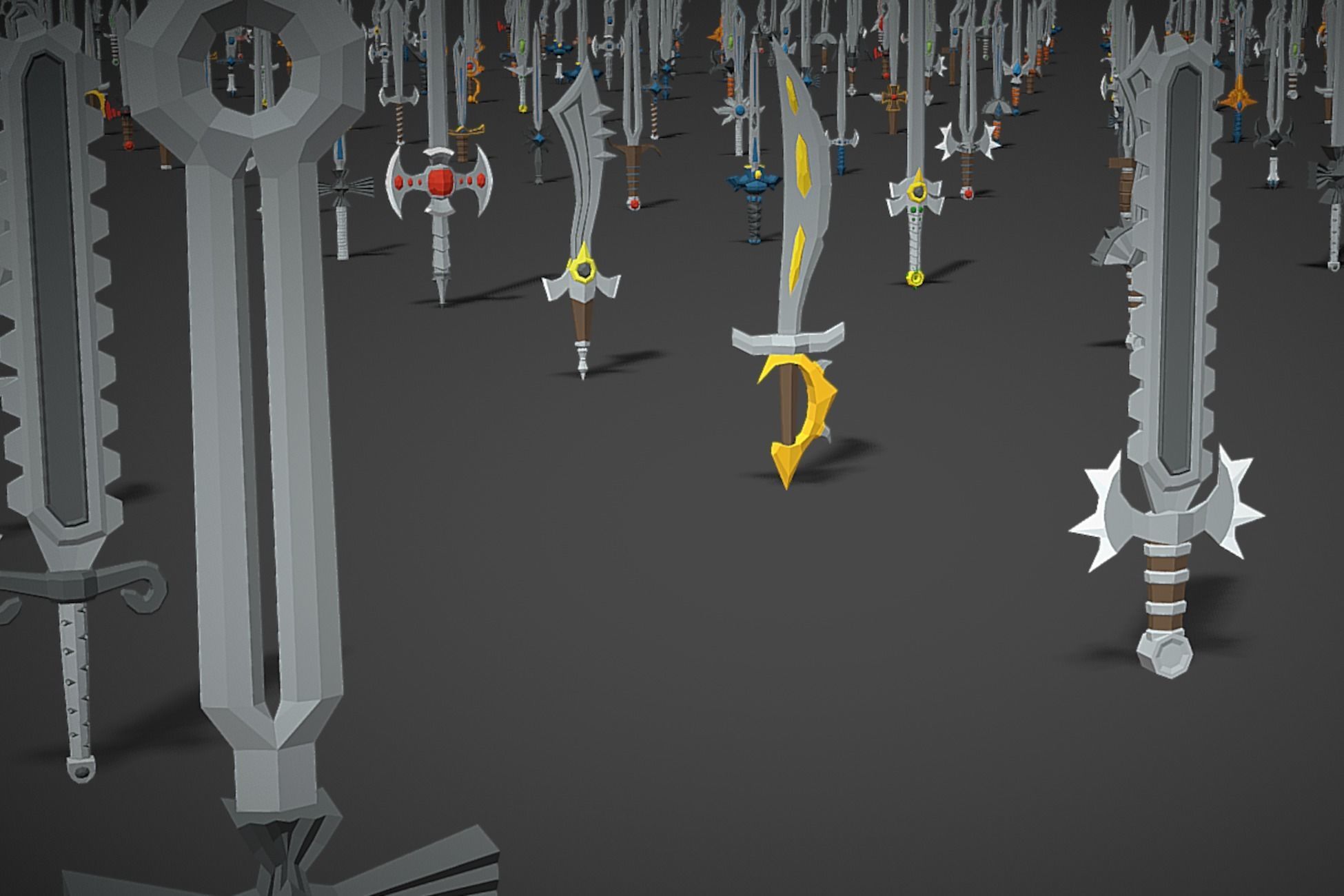 Swords Pack 4 - 300 Low Poly Melee Weapons Low-poly 3D model_4