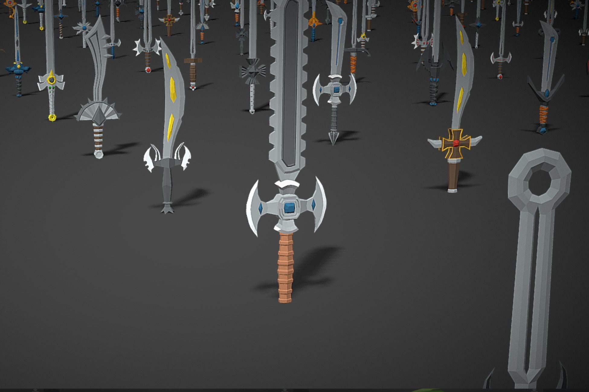 Swords Pack 4 - 300 Low Poly Melee Weapons Low-poly 3D model_9
