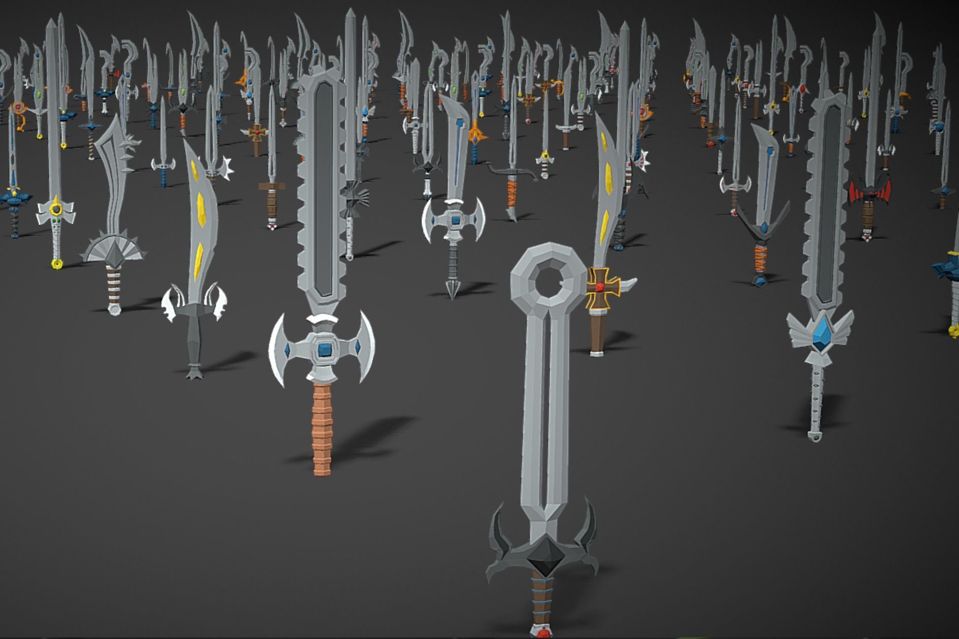 Swords Pack 4 - 300 Low Poly Melee Weapons Low-poly 3D model_2