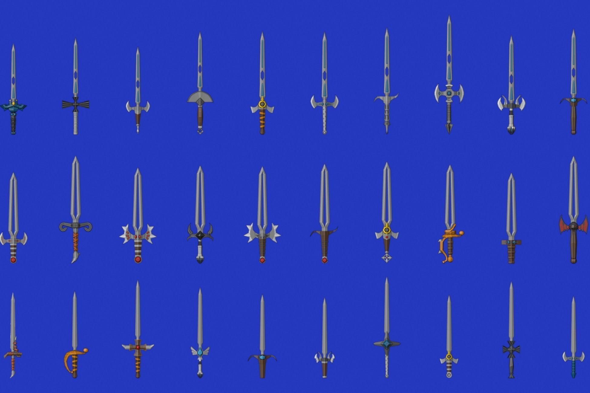Swords Pack 4 - 300 Low Poly Melee Weapons Low-poly 3D model_17
