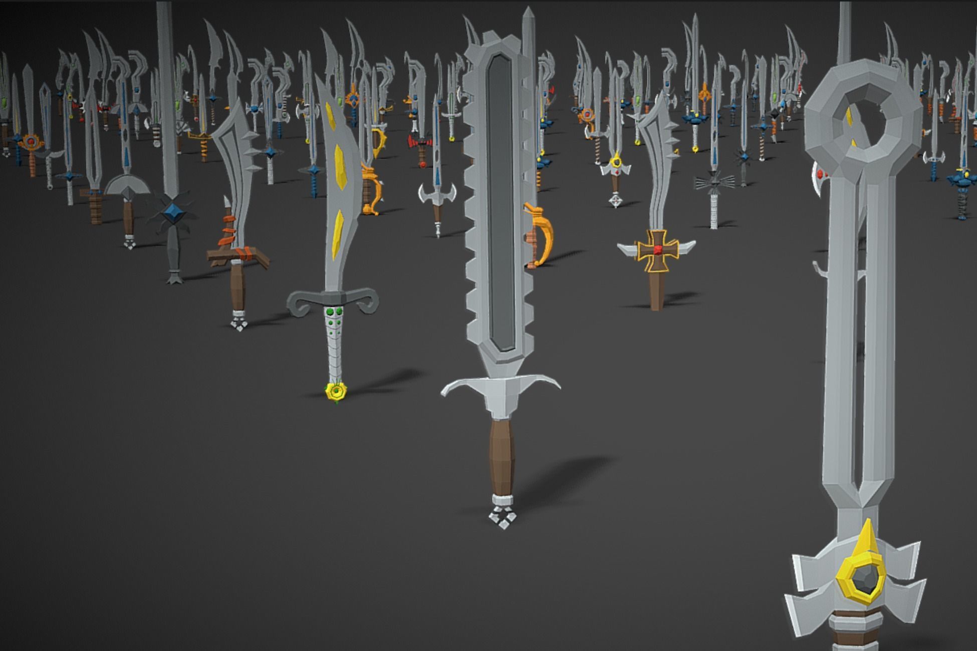 Swords Pack 4 - 300 Low Poly Melee Weapons Low-poly 3D model_7