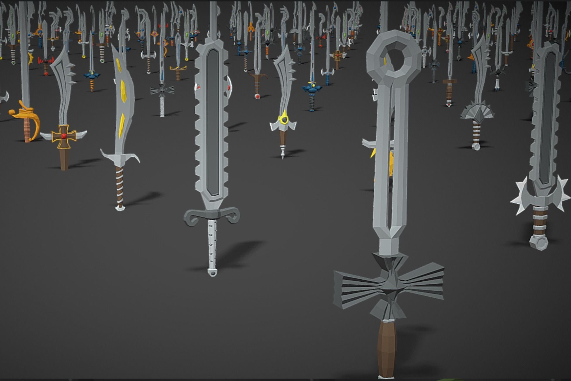 Swords Pack 4 - 300 Low Poly Melee Weapons Low-poly 3D model_6