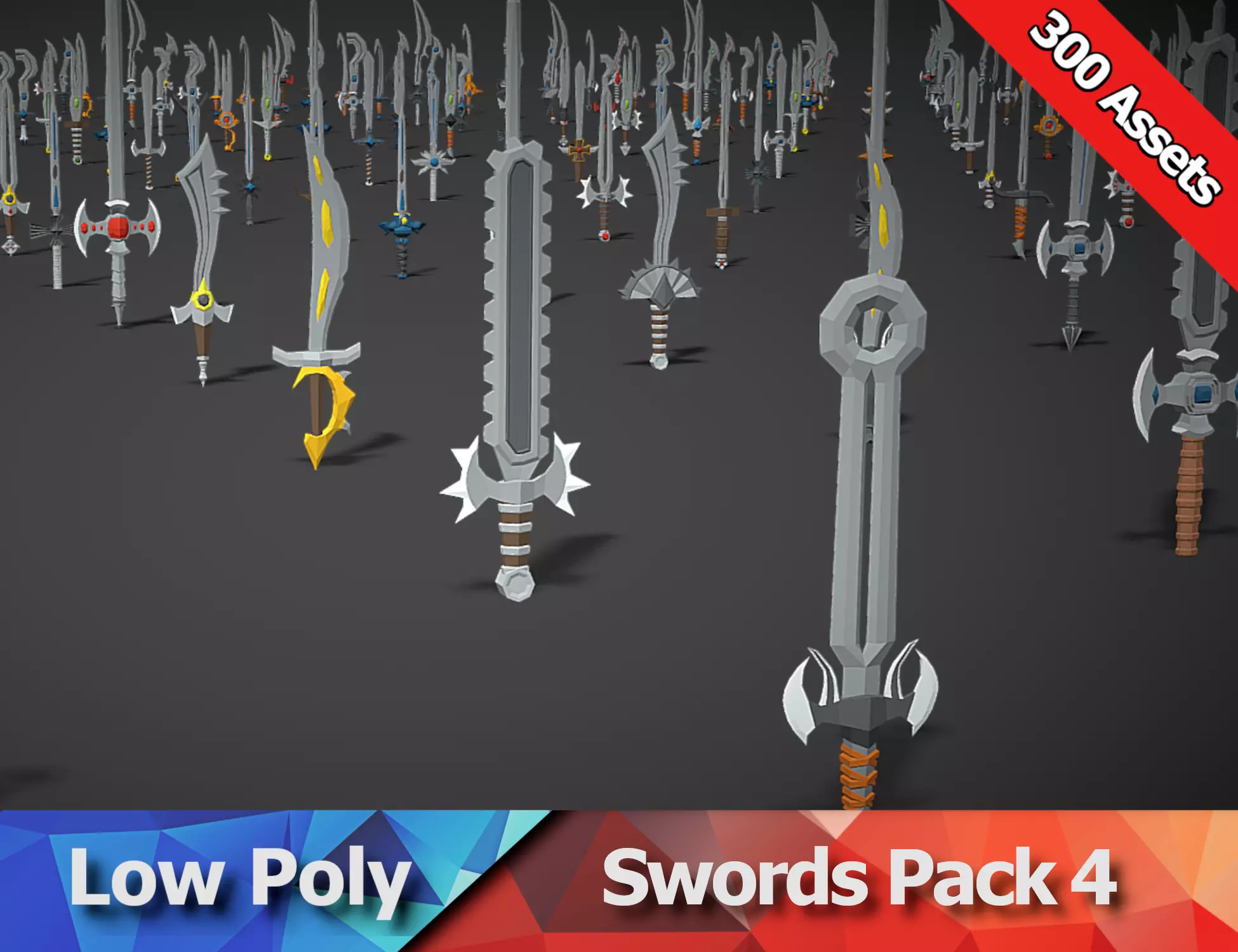 Swords Pack 4 - 300 Low Poly Melee Weapons Low-poly 3D model_0