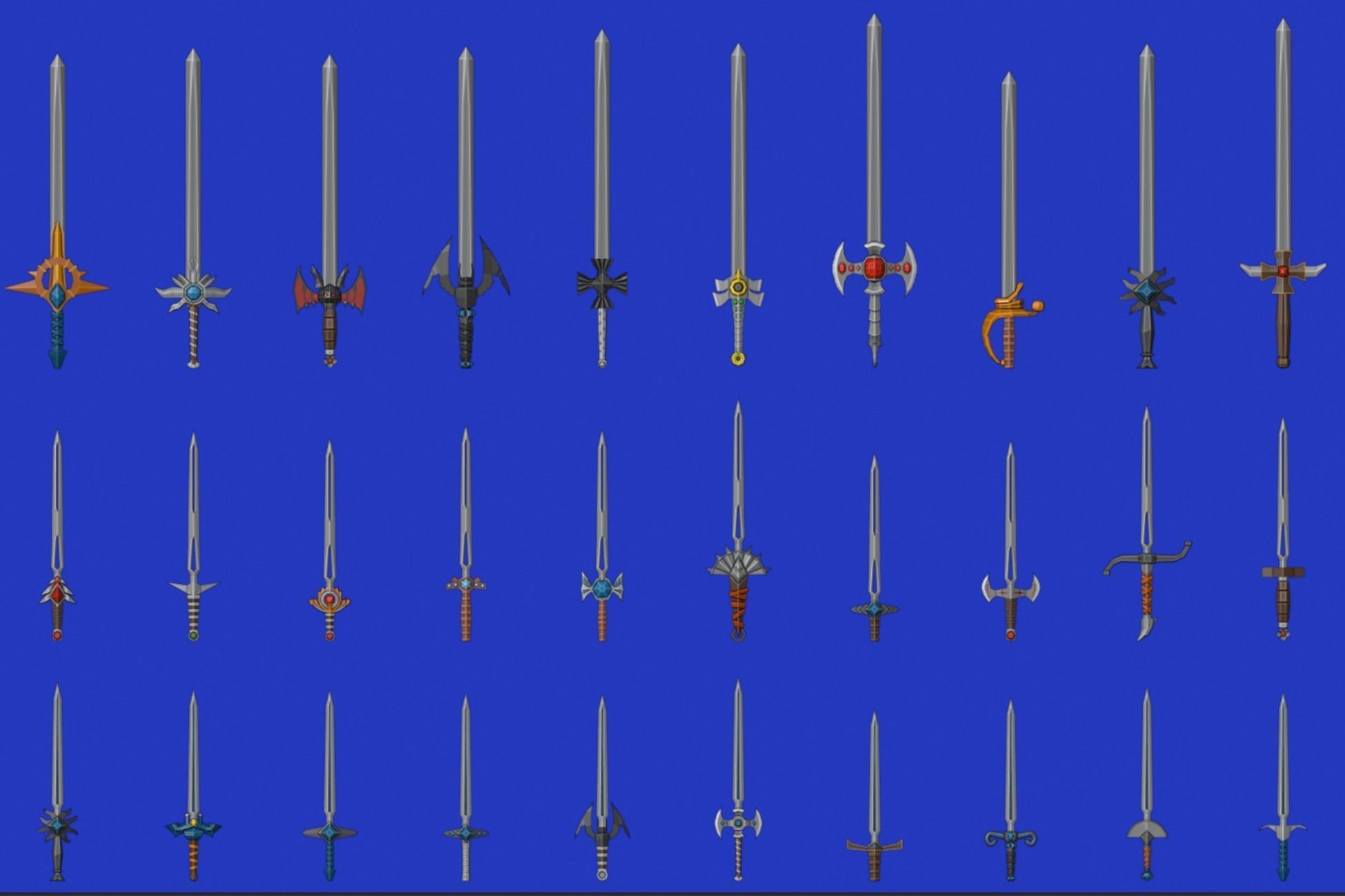 Swords Pack 4 - 300 Low Poly Melee Weapons Low-poly 3D model_18