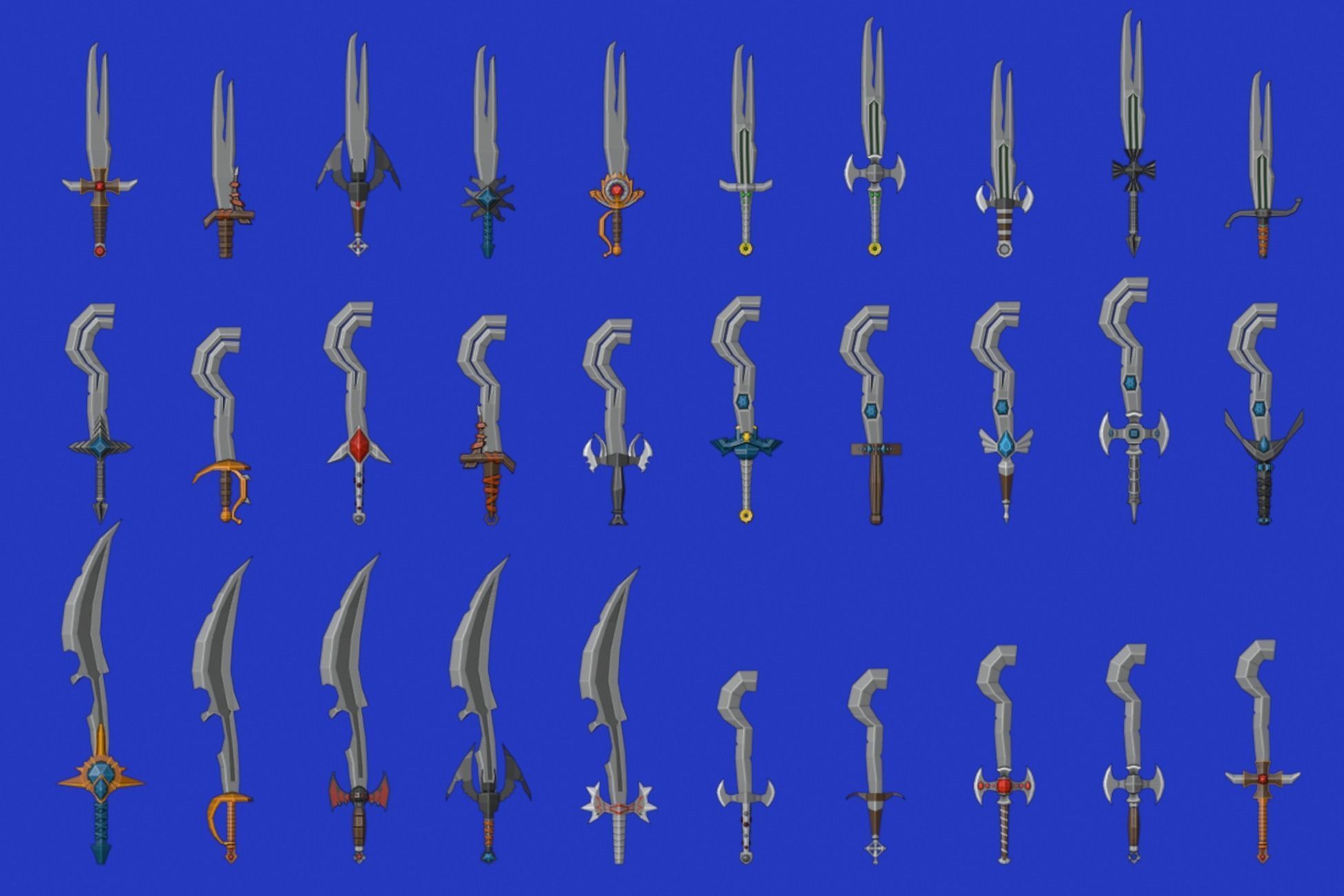 Swords Pack 4 - 300 Low Poly Melee Weapons Low-poly 3D model_14