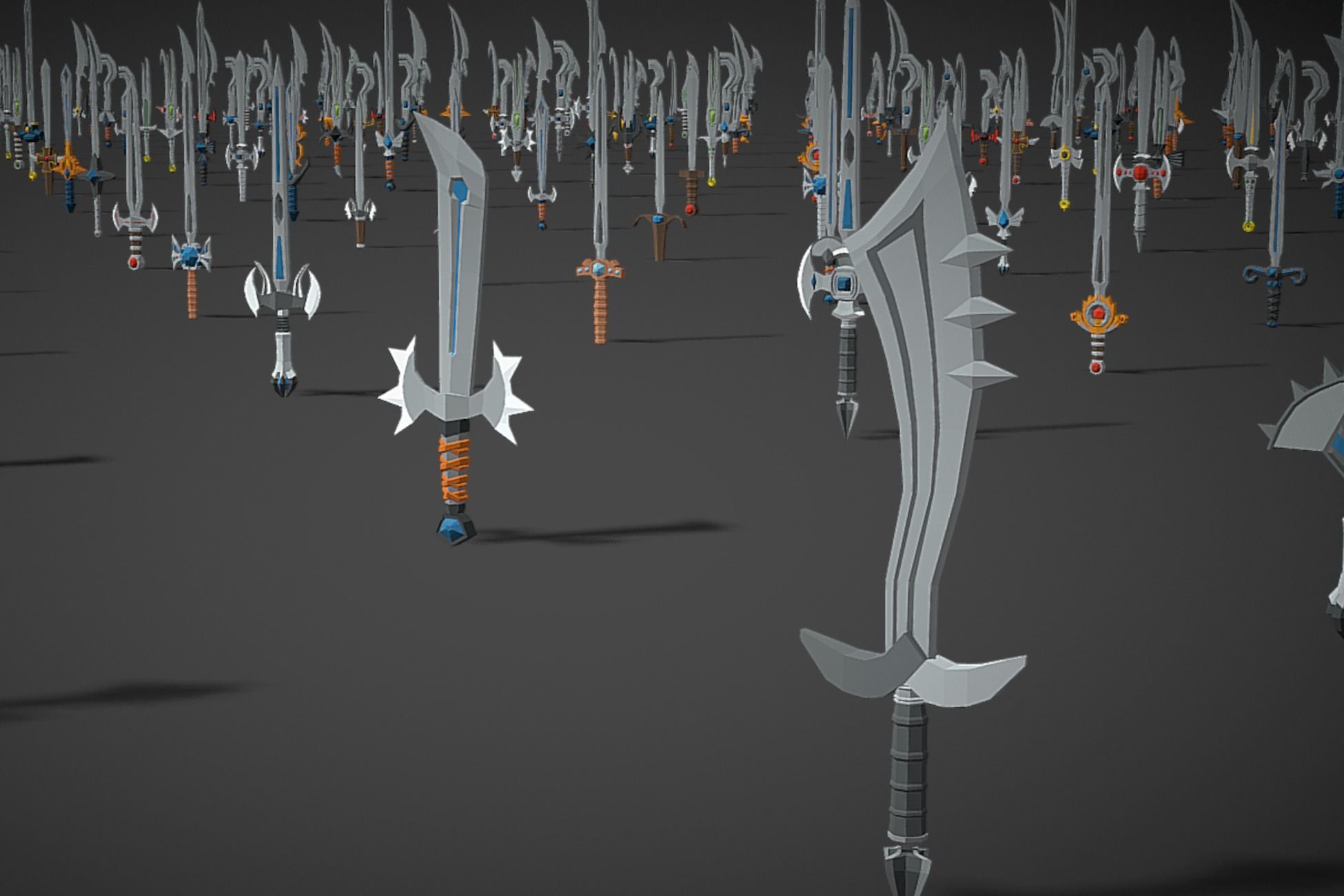 Swords Pack 4 - 300 Low Poly Melee Weapons Low-poly 3D model_1