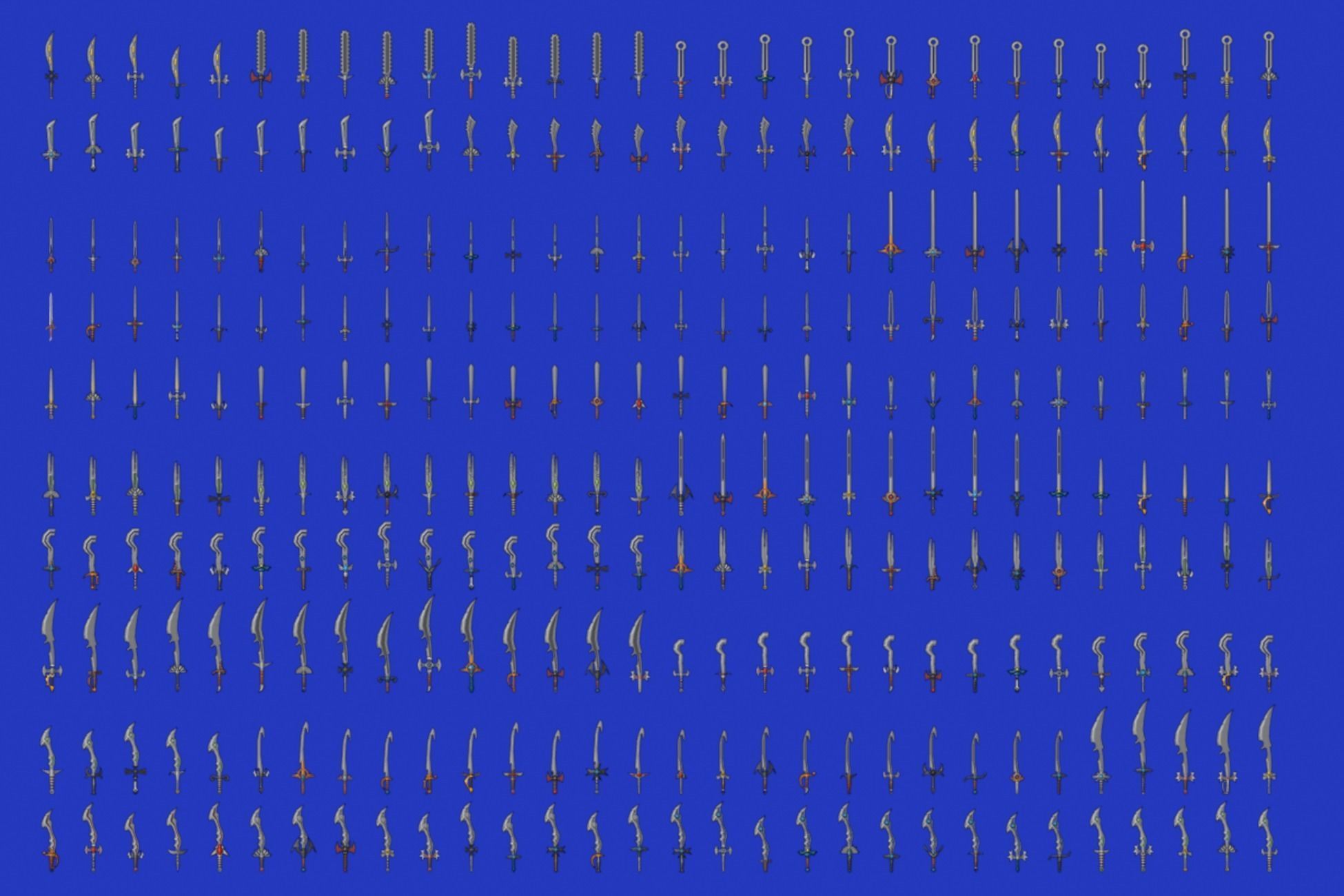 Swords Pack 4 - 300 Low Poly Melee Weapons Low-poly 3D model_10