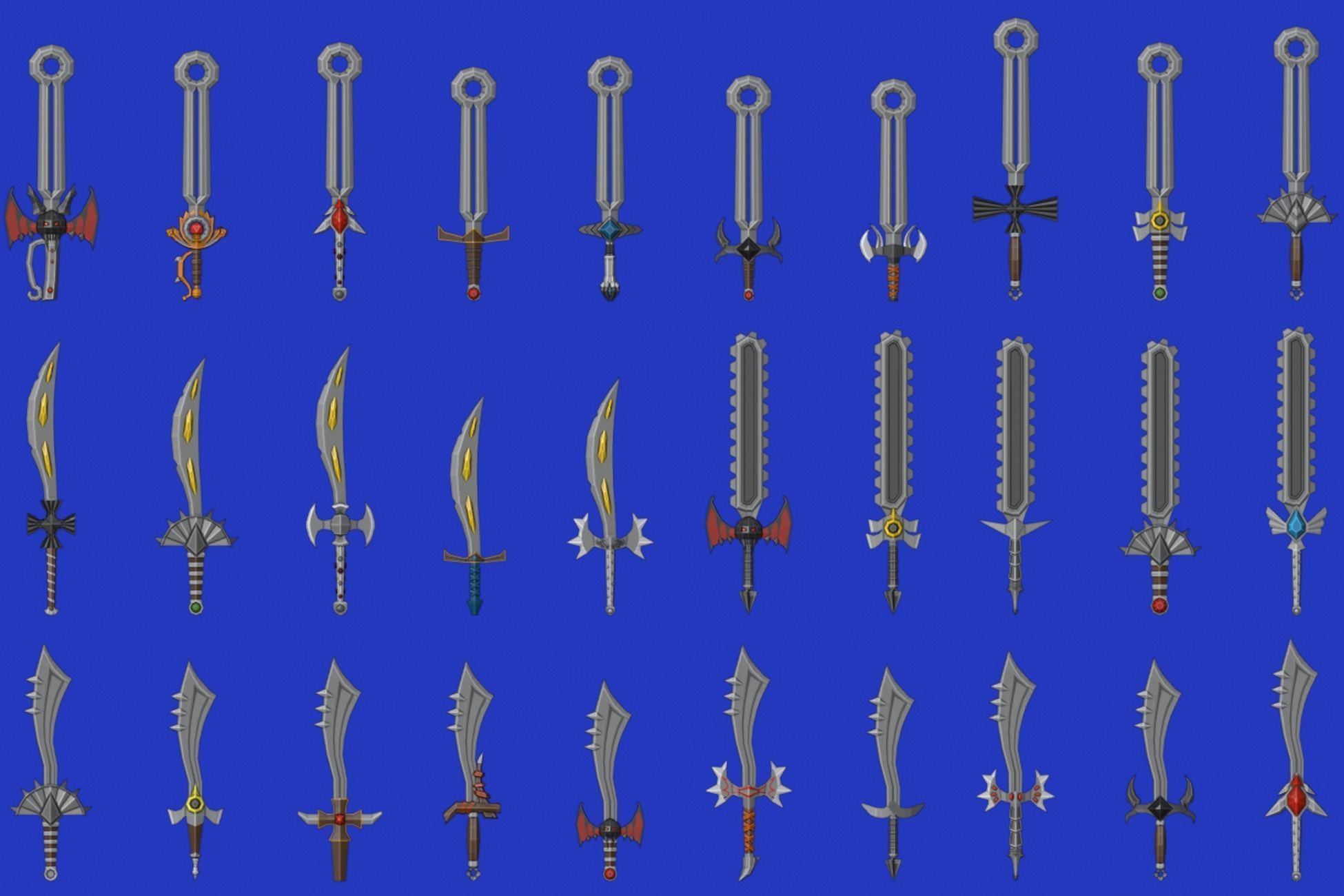 Swords Pack 4 - 300 Low Poly Melee Weapons Low-poly 3D model_20