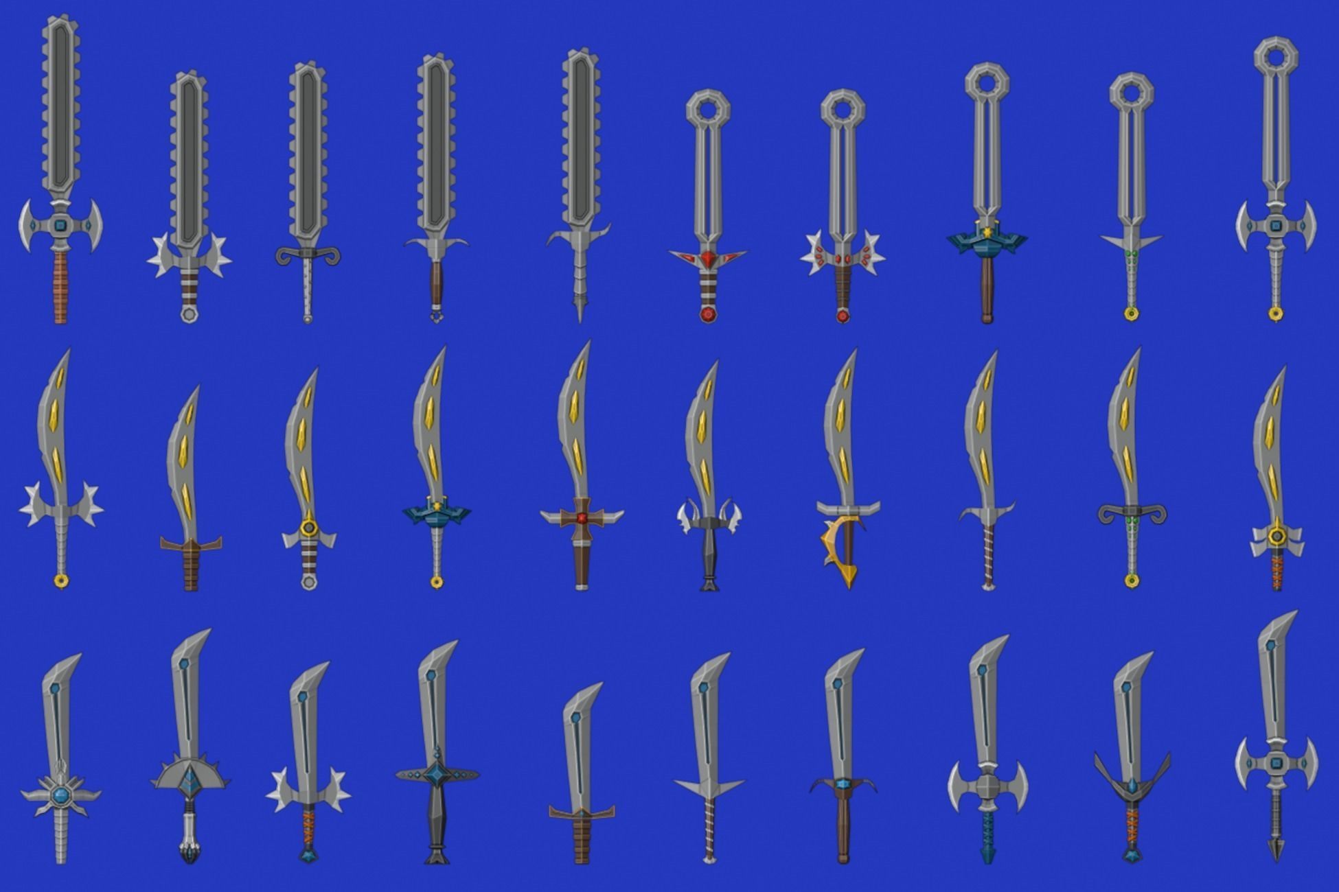 Swords Pack 4 - 300 Low Poly Melee Weapons Low-poly 3D model_19