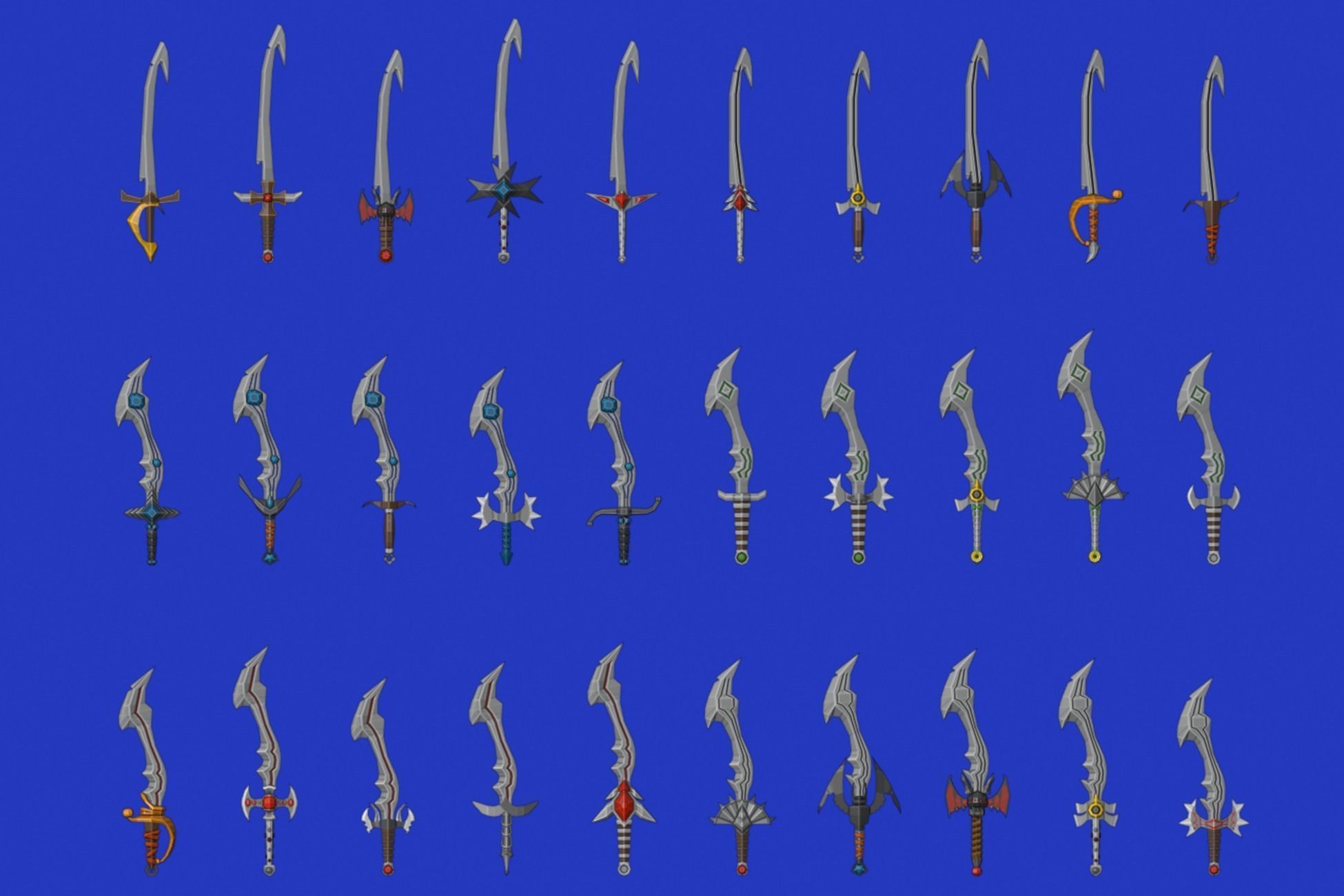 Swords Pack 4 - 300 Low Poly Melee Weapons Low-poly 3D model_11