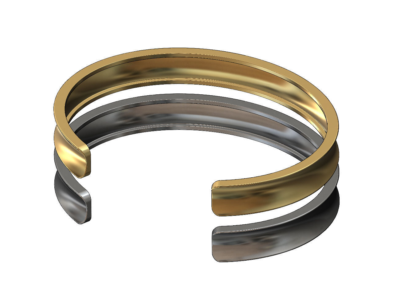 Simple Concave cuff bracelet 3D print model_3