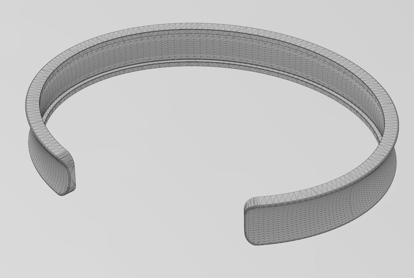 Simple Concave cuff bracelet 3D print model_14