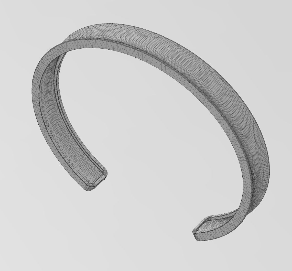 Simple Concave cuff bracelet 3D print model_12