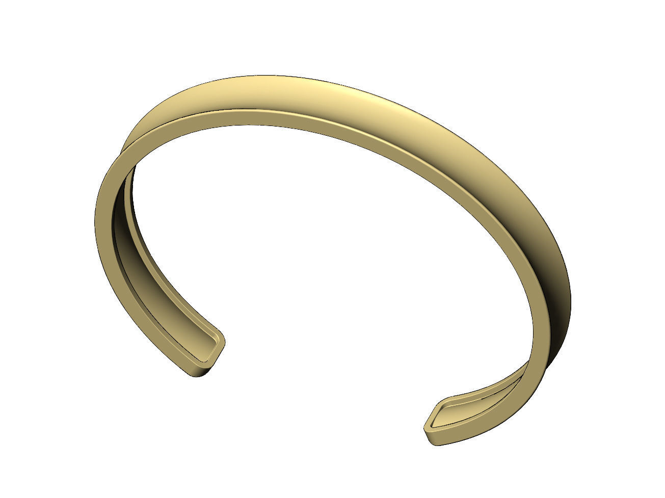 Simple Concave cuff bracelet 3D print model_4