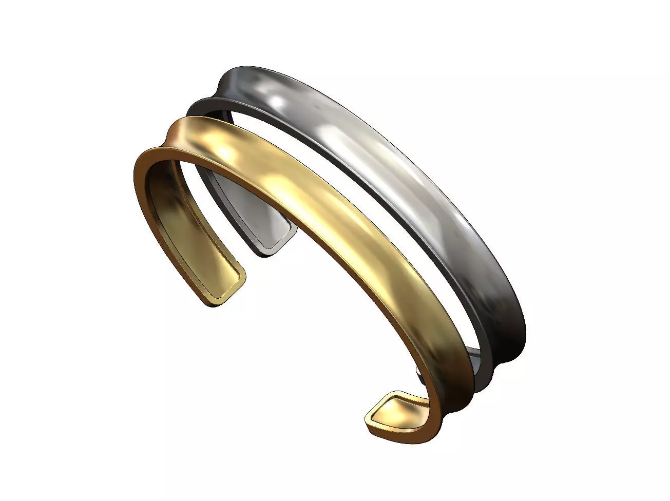 Simple Concave cuff bracelet 3D print model_0