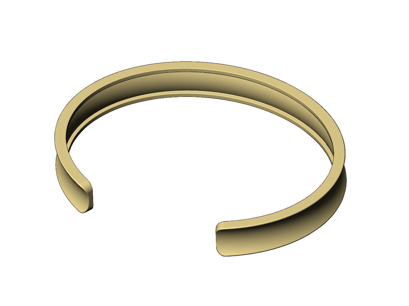 Simple Concave cuff bracelet 3D print model_9