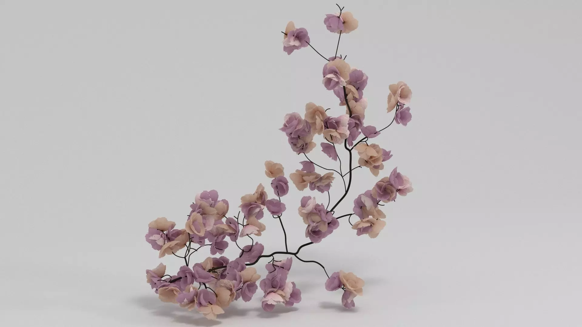 Crepe Paper Blossom Branch 3D model_0