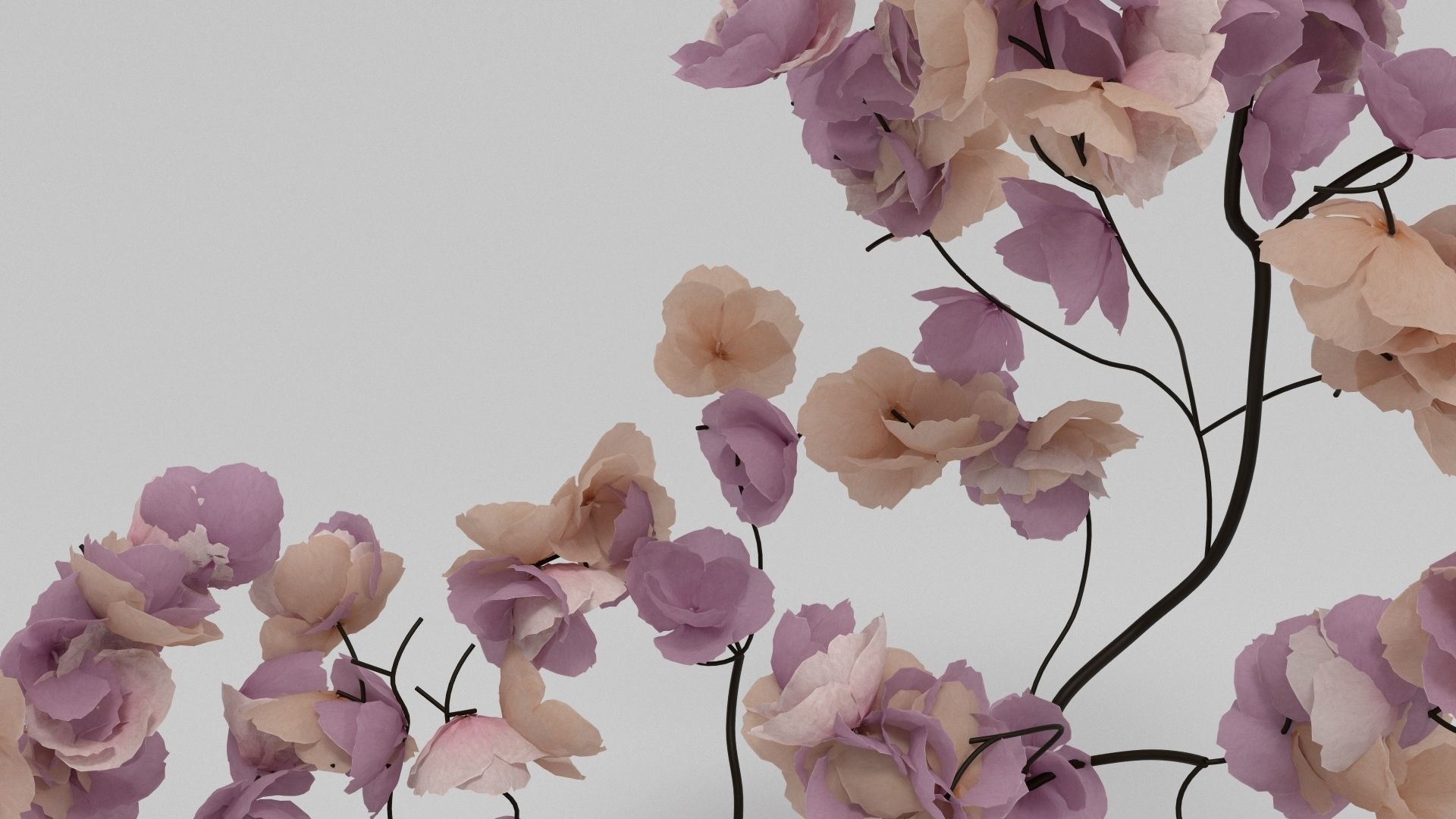 Crepe Paper Blossom Branch 3D model_2