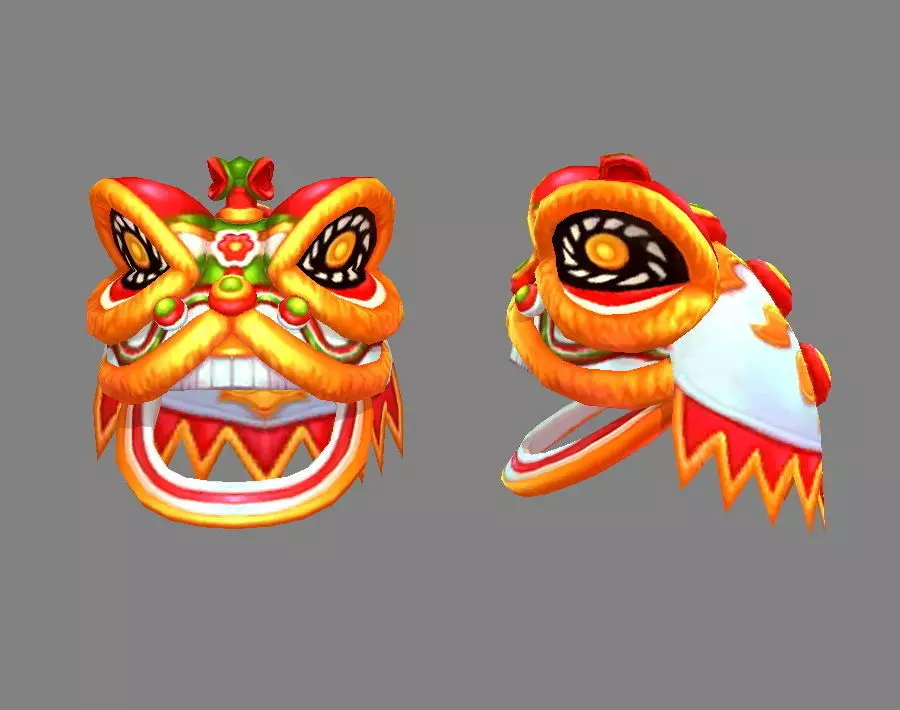Traditional Chinese Festival -Lion Dance Low-poly 3D model