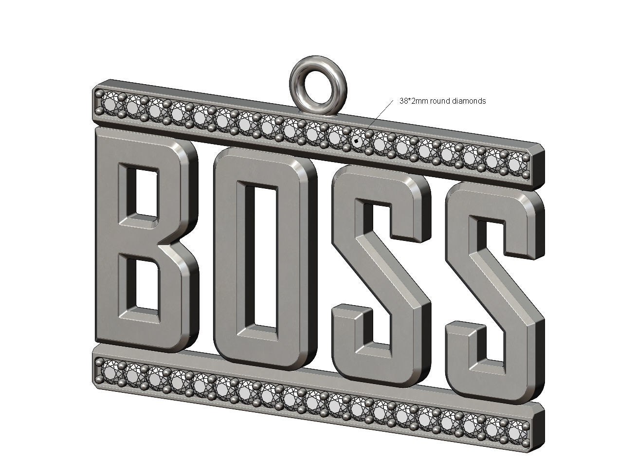 Small BOSS Diamond pendant and charm 3D print model_2