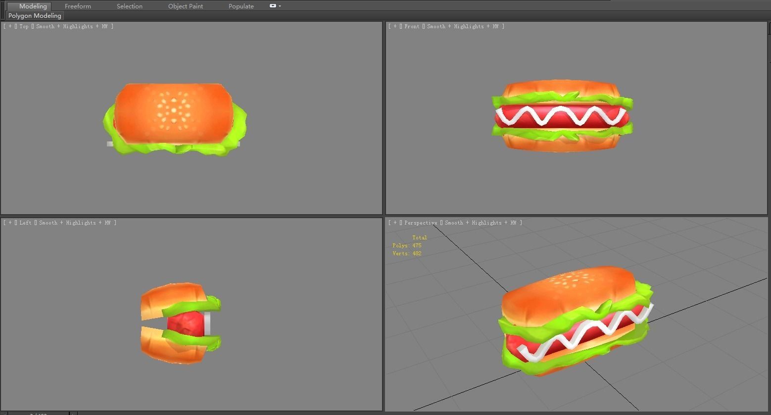 Cartoon Food-Hot Dog Low-poly 3D model_3