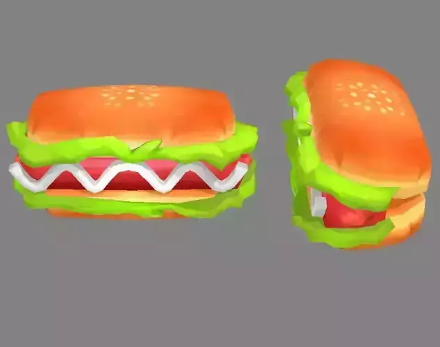Cartoon Food-Hot Dog Low-poly 3D model