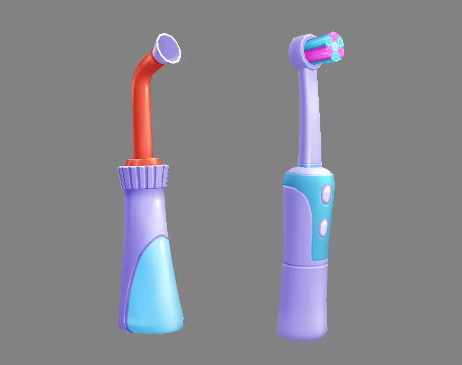 Cartoon electric toothbrush Low-poly 3D model