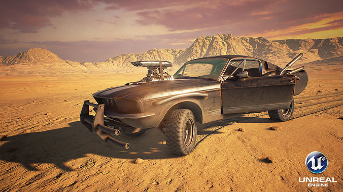 Post Apocalyptic car Low-poly 3D model