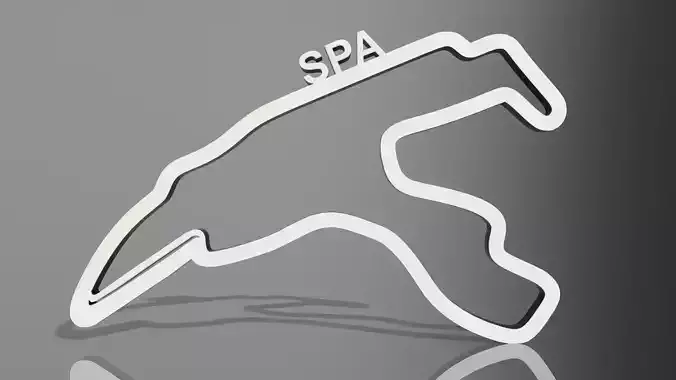 F1 SPA Race Track Wall Art Decor STL OBJ FBX File  Fusion 360 3D print model