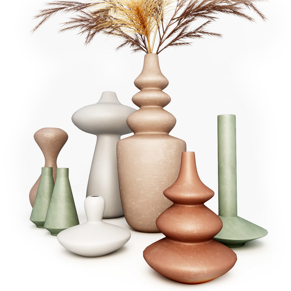 Set of ceramic vases Free 3D model_1
