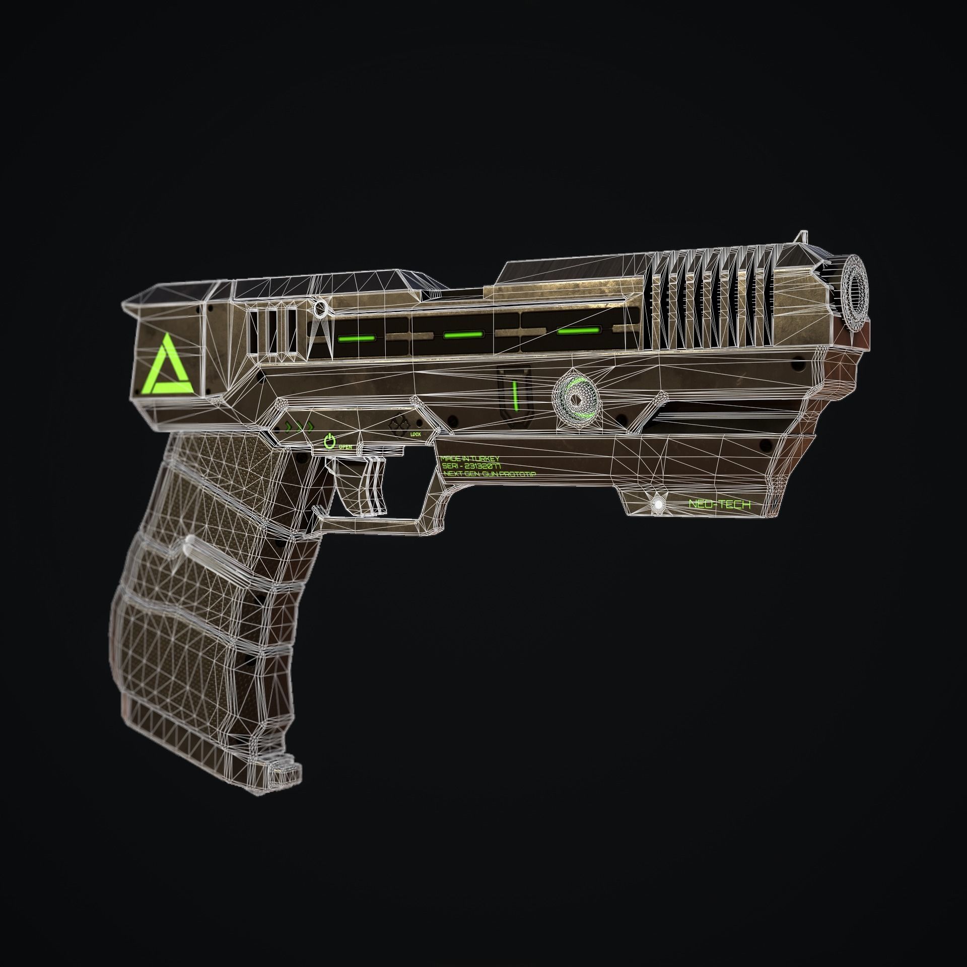 Hard Ops Gun Green Arrow Low-poly 3D model_8