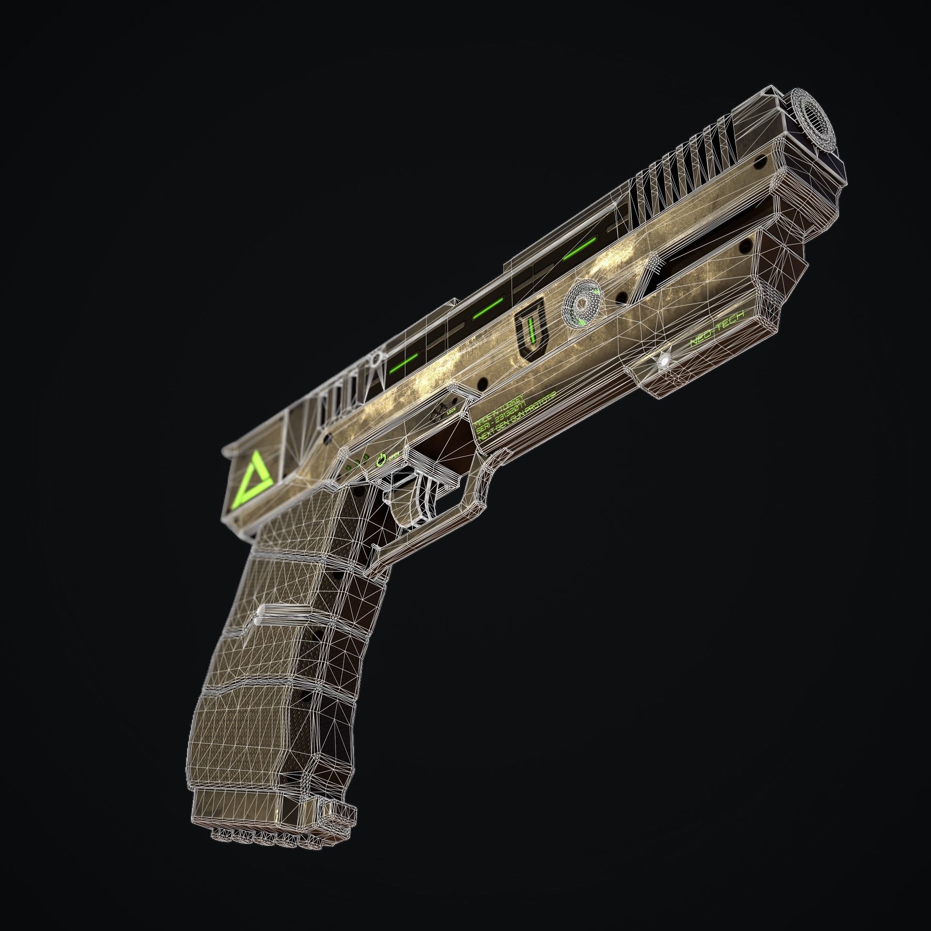 Hard Ops Gun Green Arrow Low-poly 3D model_10