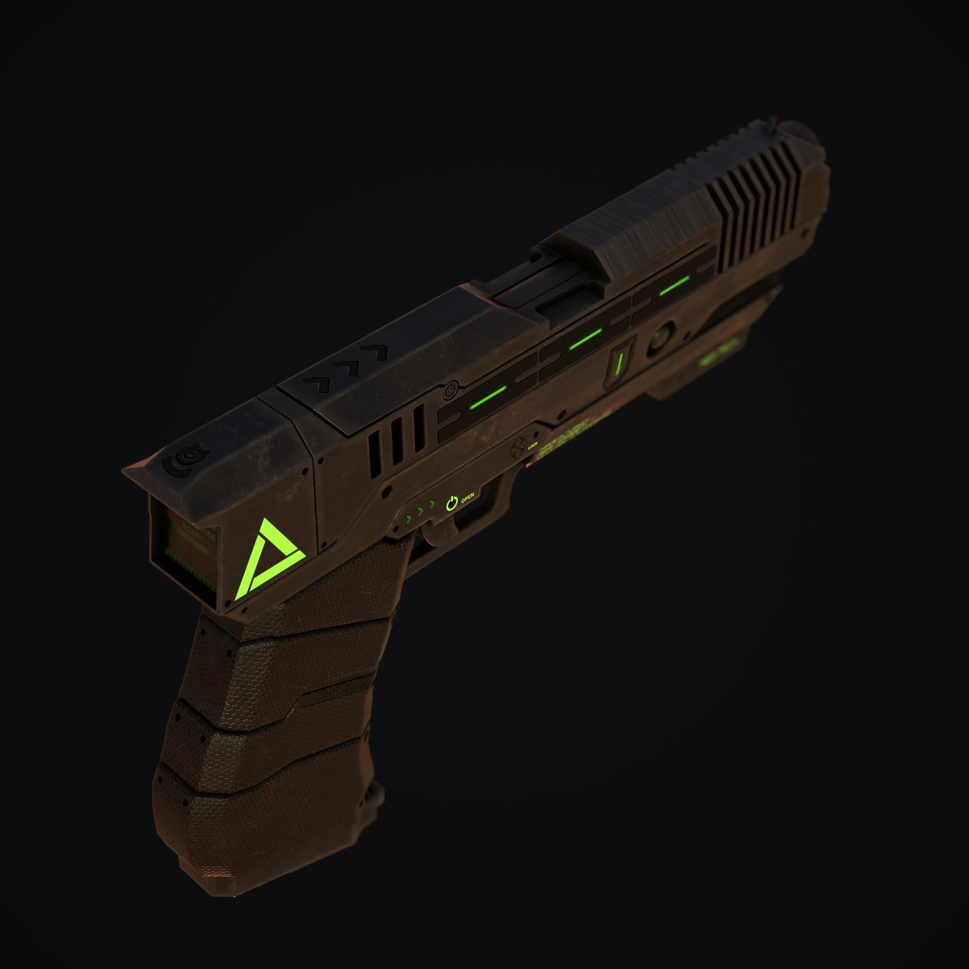 Hard Ops Gun Green Arrow Low-poly 3D model_2