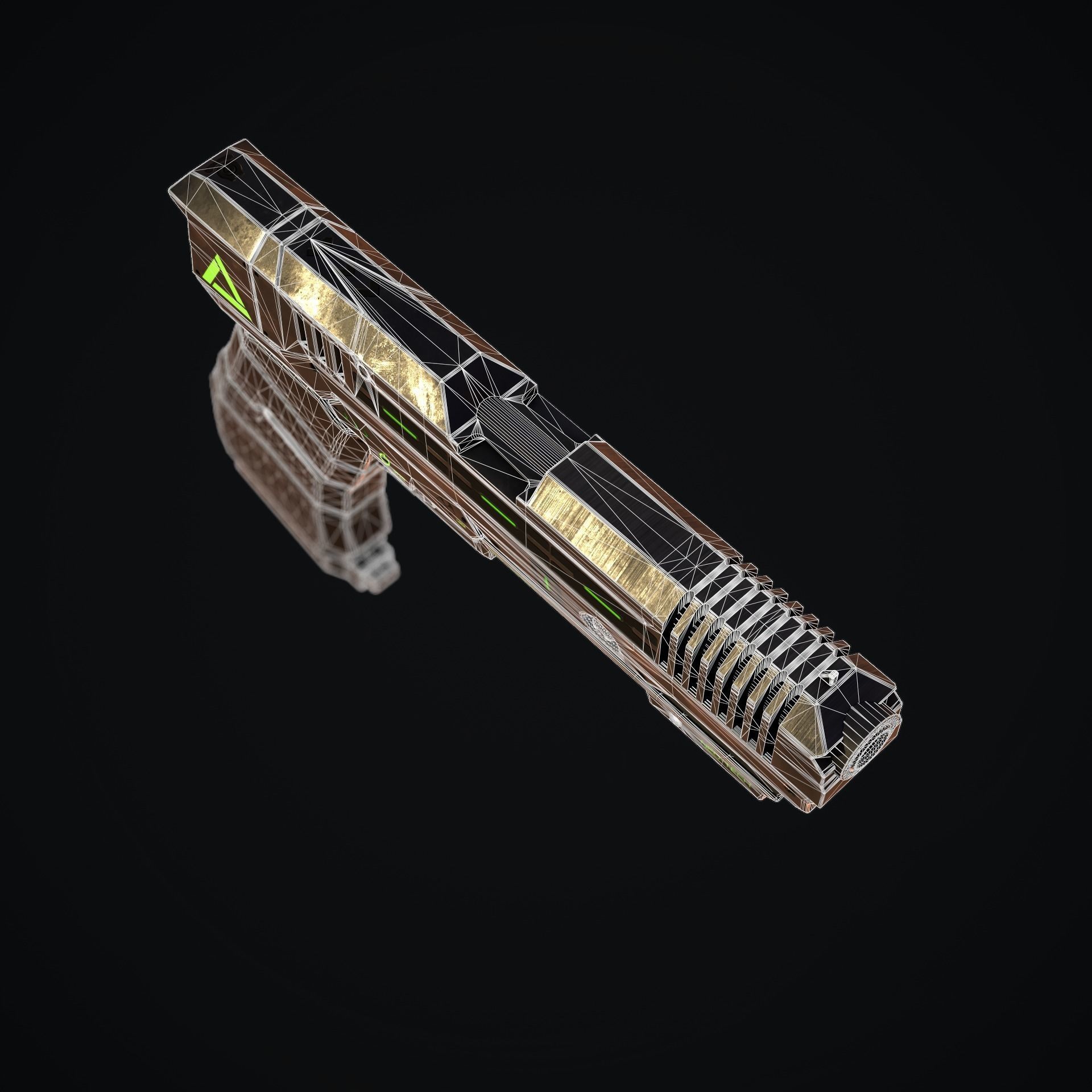 Hard Ops Gun Green Arrow Low-poly 3D model_9