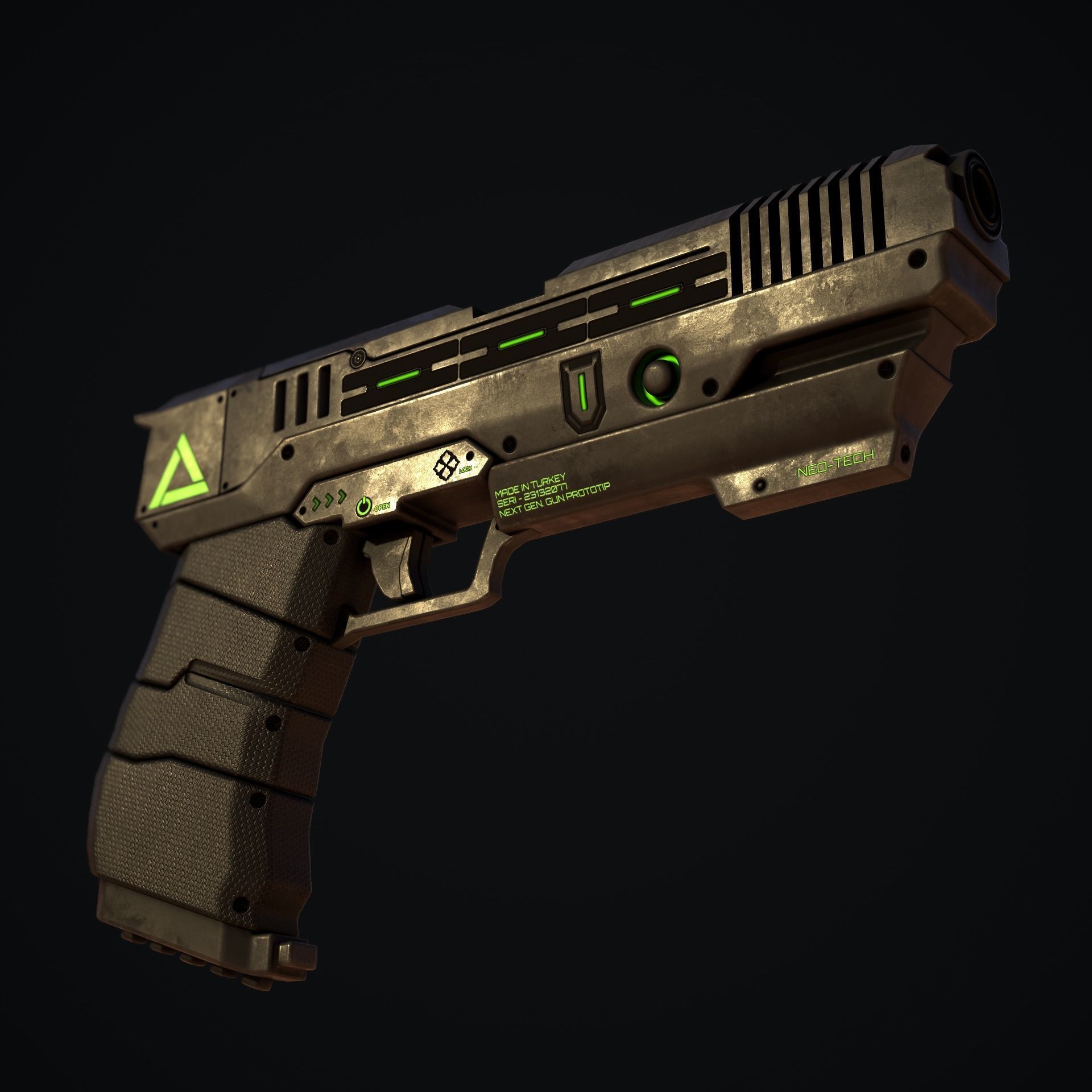 Hard Ops Gun Green Arrow Low-poly 3D model_5