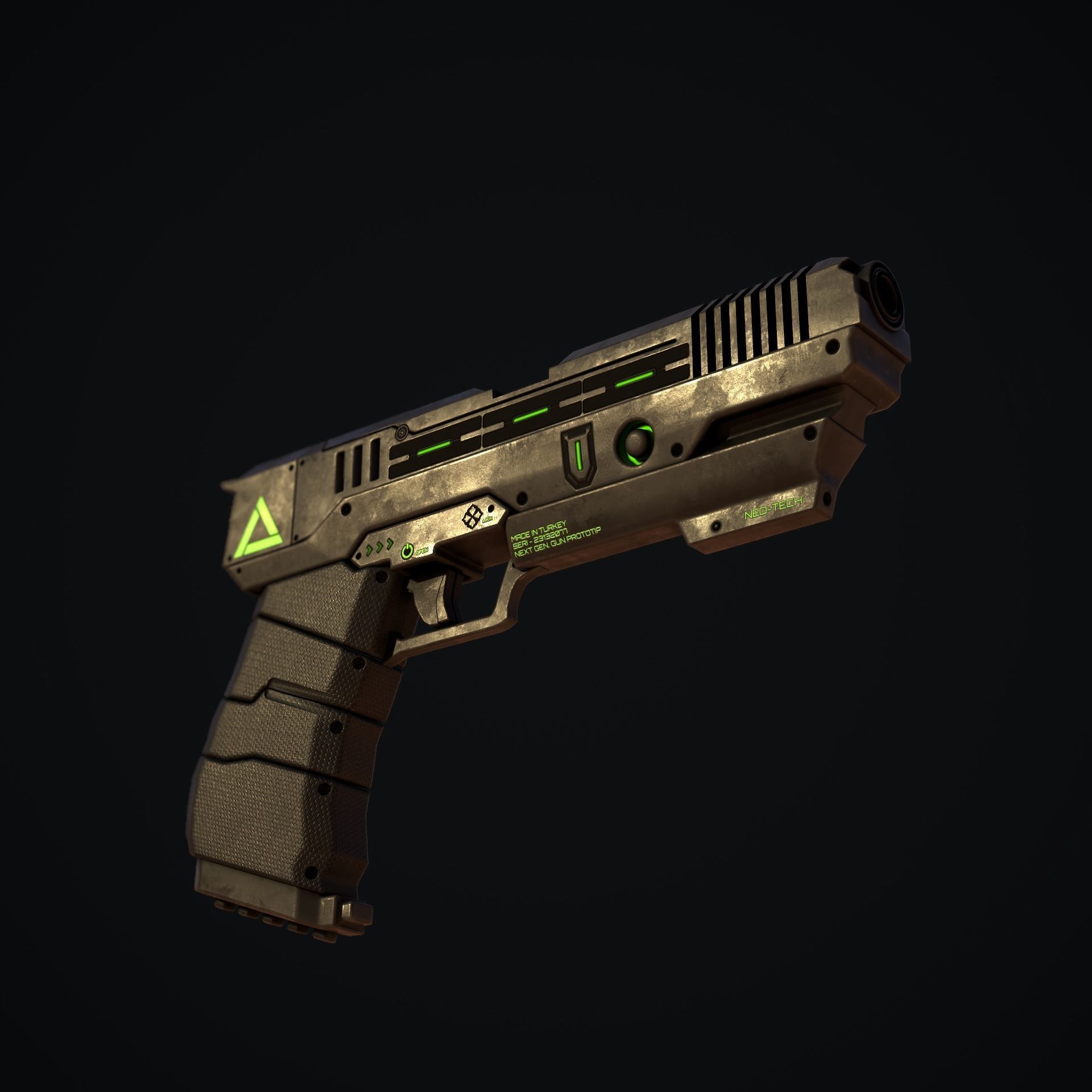 Hard Ops Gun Green Arrow Low-poly 3D model_6