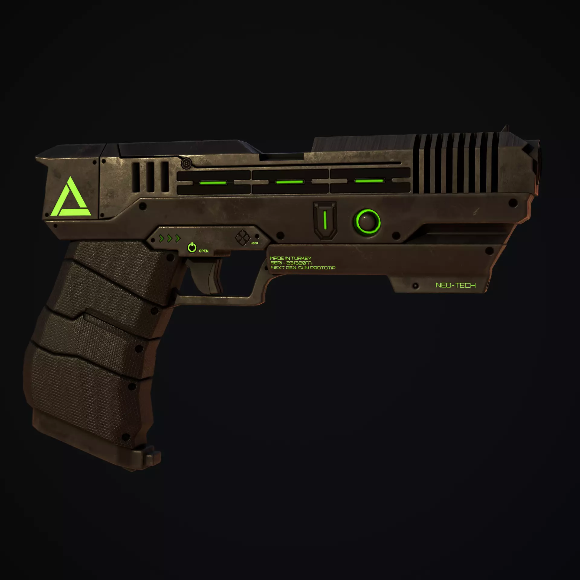 Hard Ops Gun Green Arrow Low-poly 3D model_0