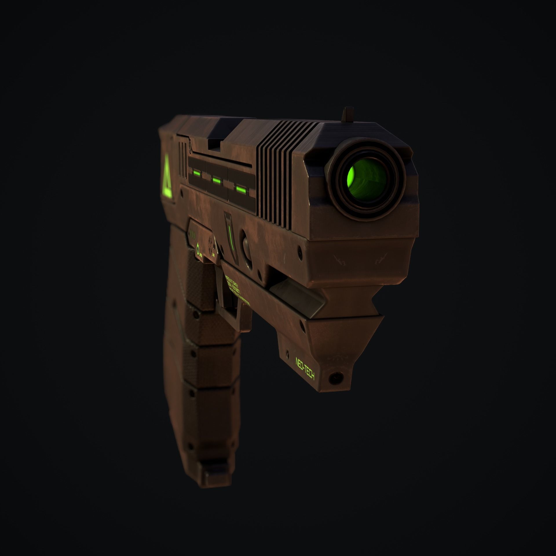 Hard Ops Gun Green Arrow Low-poly 3D model_3