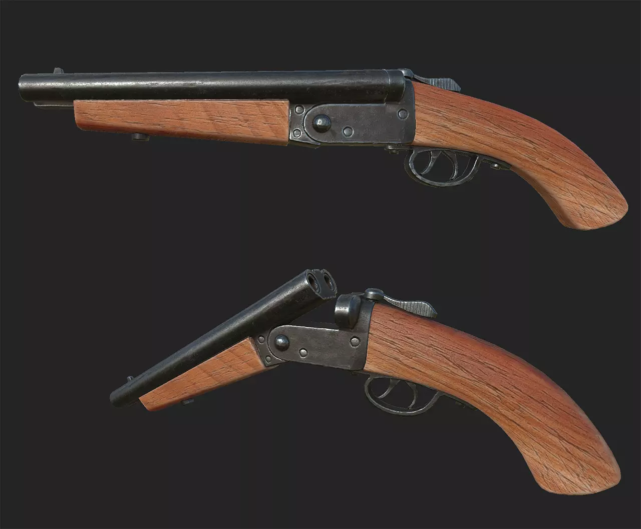 Shotgun 1 wooden gun Free low-poly 3D model