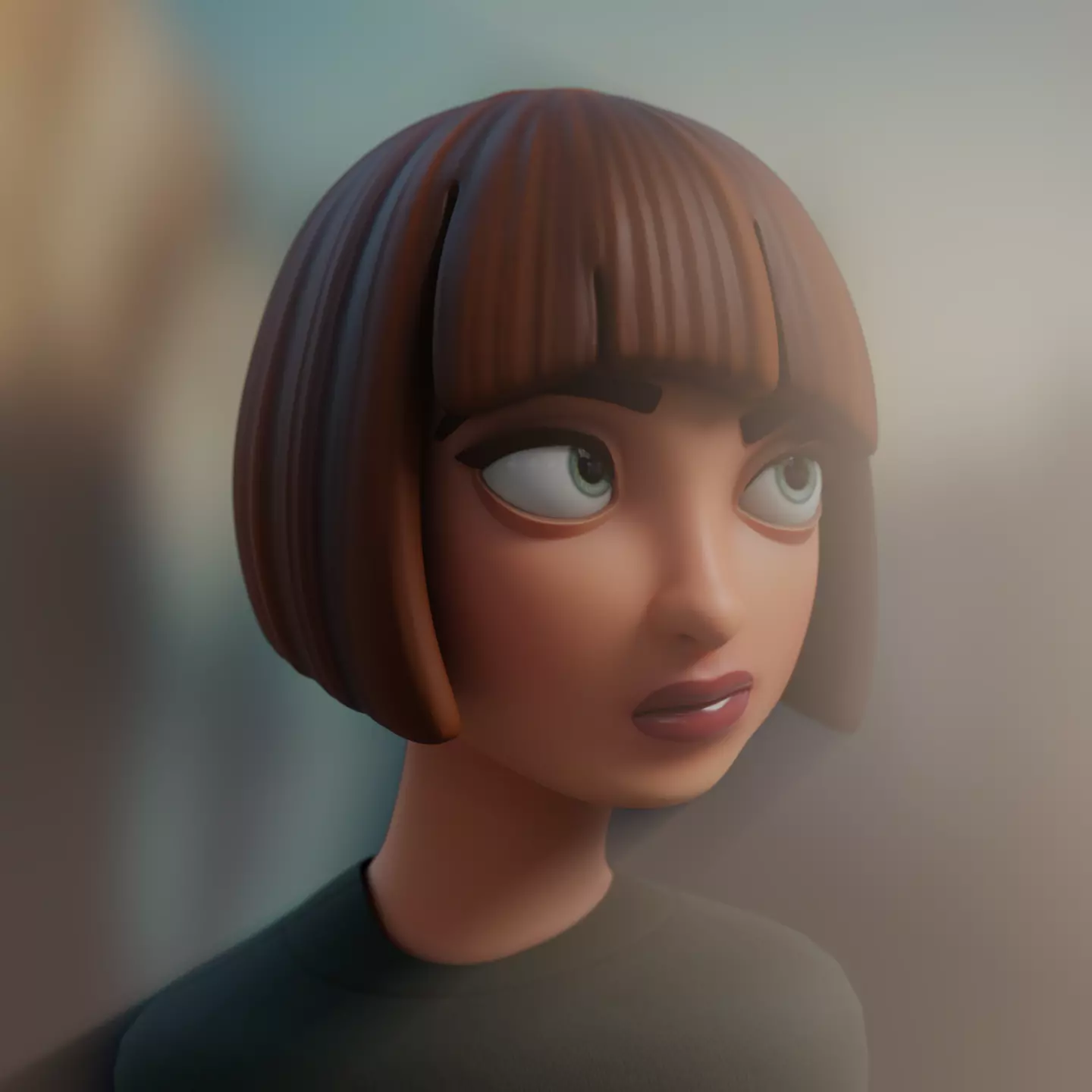 Girl head model Low-poly 3D model