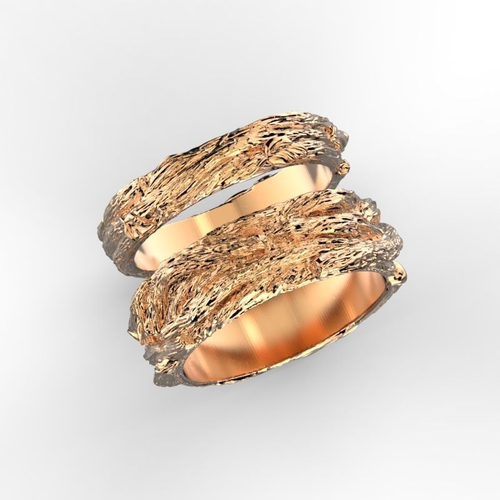 Wood textured wedding bands 3D print model