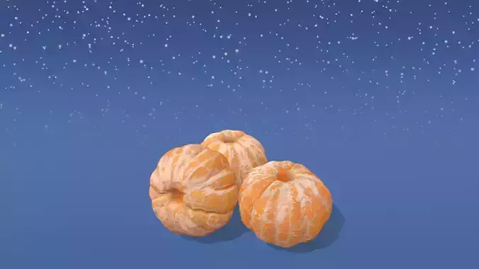 Mandarin three oranges Low-poly 3D model
